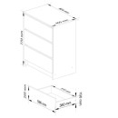 Komoda K60 3SZ BONAO – kompaktowa komoda z trzema szufladami - Rodzaj frontów: Mat - Kolor: Biały - Sonoma