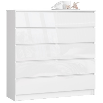 Komoda K120 10SZ BONAO – nowoczesna komoda z 10 szufladami do salonu, sypialni - Rodzaj frontów: Połysk - Kolor: Biały