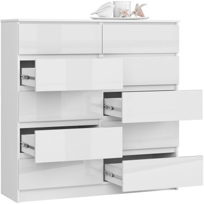 Komoda K120 10SZ BONAO – nowoczesna komoda z 10 szufladami do salonu, sypialni - Rodzaj frontów: Połysk - Kolor: Biały 2