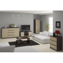 Komoda K140 3 drzwi 3 szuflady, pojemna, metalowe prowadnice, obrzeże ABS, system BONAO - Rodzaj frontów: Mat - Kolor: Wenge - Sonoma