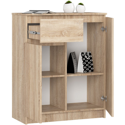 Komoda K80 2D 1SZ BONAO PK – kompaktowa komoda z jedną szufladą i dwiema szafkami - Rodzaj frontów: Mat - Kolor: Dąb Sonoma 2