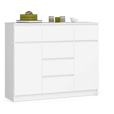 Komoda K017 BONAO PK 120 cm – komoda z szufladami i szafkami, do sypialni, przedpokoju - Rodzaj frontów: Mat - Kolor: Biały