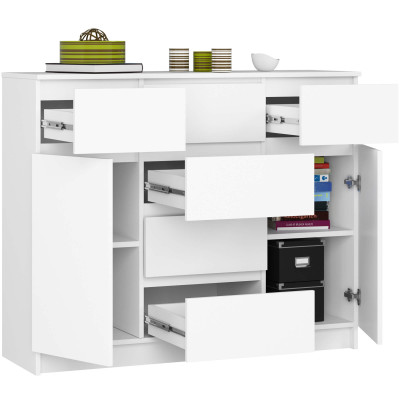 Komoda K017 BONAO PK 120 cm – komoda z szufladami i szafkami, do sypialni, przedpokoju - Rodzaj frontów: Mat - Kolor: Biały 2