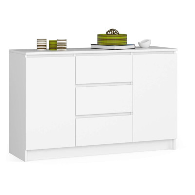 Komoda K016 BONAO PK 120 cm – komoda z szufladami i szafkami do salonu, sypialni, przedpokoju - Rodzaj frontów: Mat - Kolor: Biały
