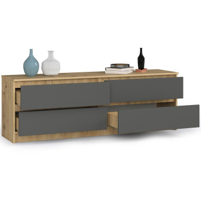 Komoda K160 4SZ BONAO – pojemna komoda z czterema szufladami, do salonu i sypialni - Rodzaj frontów: Mat - Kolor: Artisan - Grafit 2