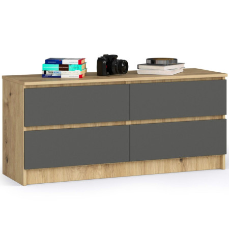 Komoda K120 4SZ BONAO szuflady – nowoczesna komoda do salonu, sypialni, przedpokoju - Rodzaj frontów: Mat - Kolor: Artisan - Grafit