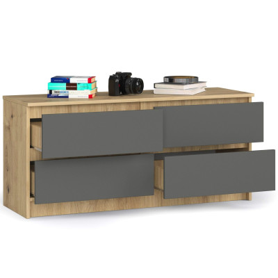 Komoda K120 4SZ BONAO szuflady – nowoczesna komoda do salonu, sypialni, przedpokoju - Rodzaj frontów: Mat - Kolor: Artisan - Grafit 2