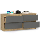 Komoda K120 4SZ BONAO szuflady – nowoczesna komoda do salonu, sypialni, przedpokoju - Rodzaj frontów: Mat - Kolor: Artisan - Grafit