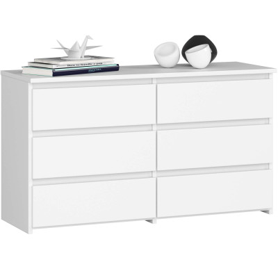 Komoda 6 szuflad BONAO CL100 6SZ PK - do domu i biura - Rodzaj frontów: Mat - Kolor: Biały