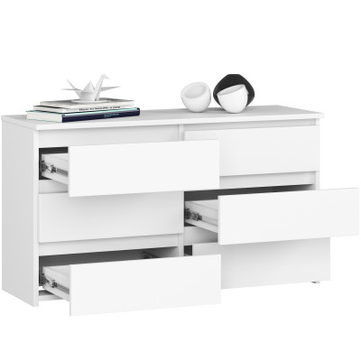 Komoda 6 szuflad BONAO CL100 6SZ PK - do domu i biura - Rodzaj frontów: Mat - Kolor: Biały 2