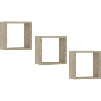 Półka ścienna HAUHA 25x25 cm – komplet 3 sztuk, wytrzymałe i uniwersalne - Rodzaj frontów: Mat - Kolor: Dąb Sonoma 2
