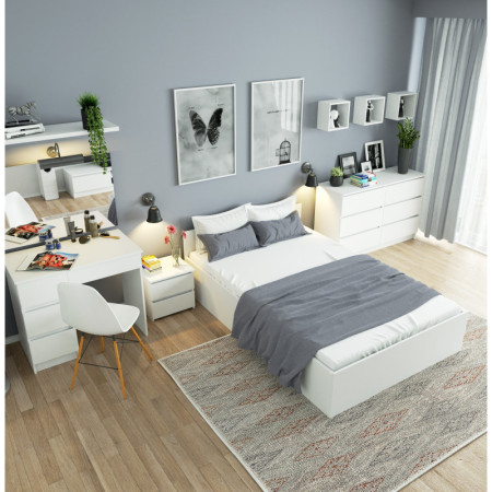 Toaletka kosmetyczna z dużym lustrem i schowkami – BONAO T-6/SL 900x600 cm - Kolor: Biały - Układ: Lewy