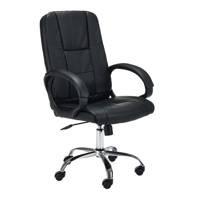Fotel obrotowy ORAN-30 z ekoskóry, metalowa podstawa, ergonomiczny fotel biurowy - Kolor: Czarny