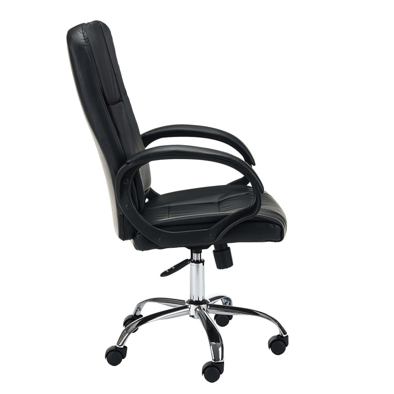 Fotel obrotowy ORAN-30 z ekoskóry, metalowa podstawa, ergonomiczny fotel biurowy - Kolor: Czarny