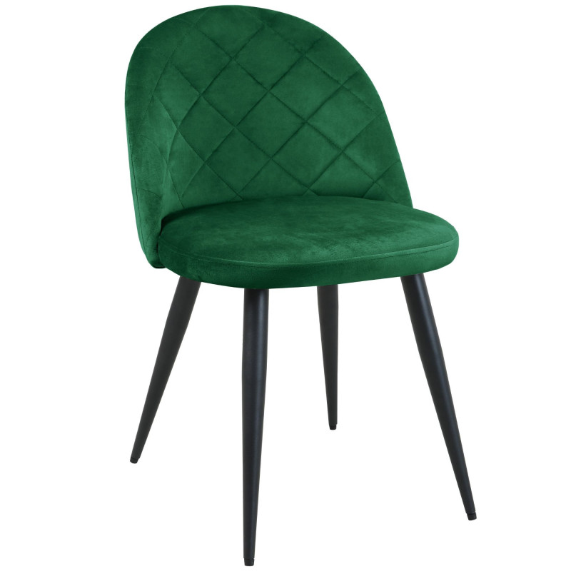 Krzesło BOKA.077 – welurowe, pikowane, metalowe nogi, nowoczesny design - Kolor: Zielony