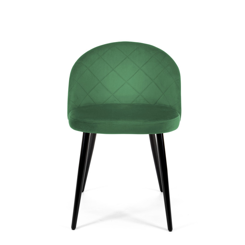 Krzesło BOKA.077 – welurowe, pikowane, metalowe nogi, nowoczesny design - Kolor: Zielony