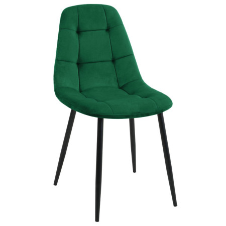 Krzesło BOKA.1 – welurowe, pikowane, metalowe nogi, nowoczesny design - Kolor: Zielony