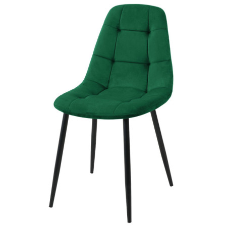 Krzesło BOKA.1 – welurowe, pikowane, metalowe nogi, nowoczesny design - Kolor: Zielony