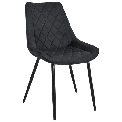 Zestaw 2 krzeseł welurowych BOKA.0488 z metalowymi nogami – eleganckie, pikowane krzesła do salonu, jadalni i gabinetu - Rodzaj frontów: Mat - Kolor: Czarny 2