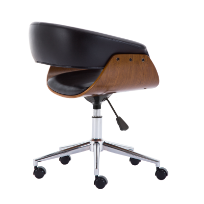 Fotel Obrotowy Coral Czarny Z Orzechem - Elegancki Design i Wygoda 2