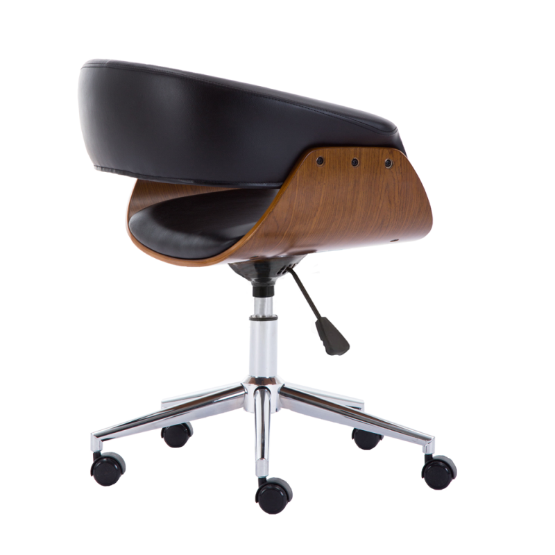 Fotel Obrotowy Coral Czarny Z Orzechem - Elegancki Design i Wygoda