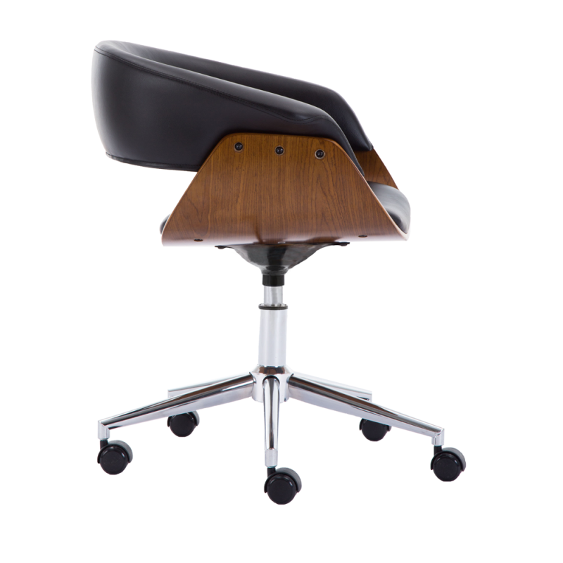 Fotel Obrotowy Coral Czarny Z Orzechem - Elegancki Design i Wygoda