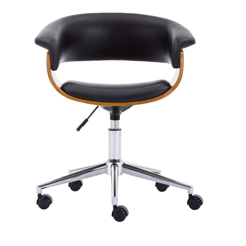 Fotel Obrotowy Coral Czarny Z Orzechem - Elegancki Design i Wygoda