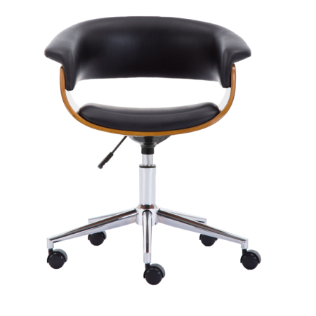 Fotel Obrotowy Coral Czarny Z Orzechem - Elegancki Design i Wygoda