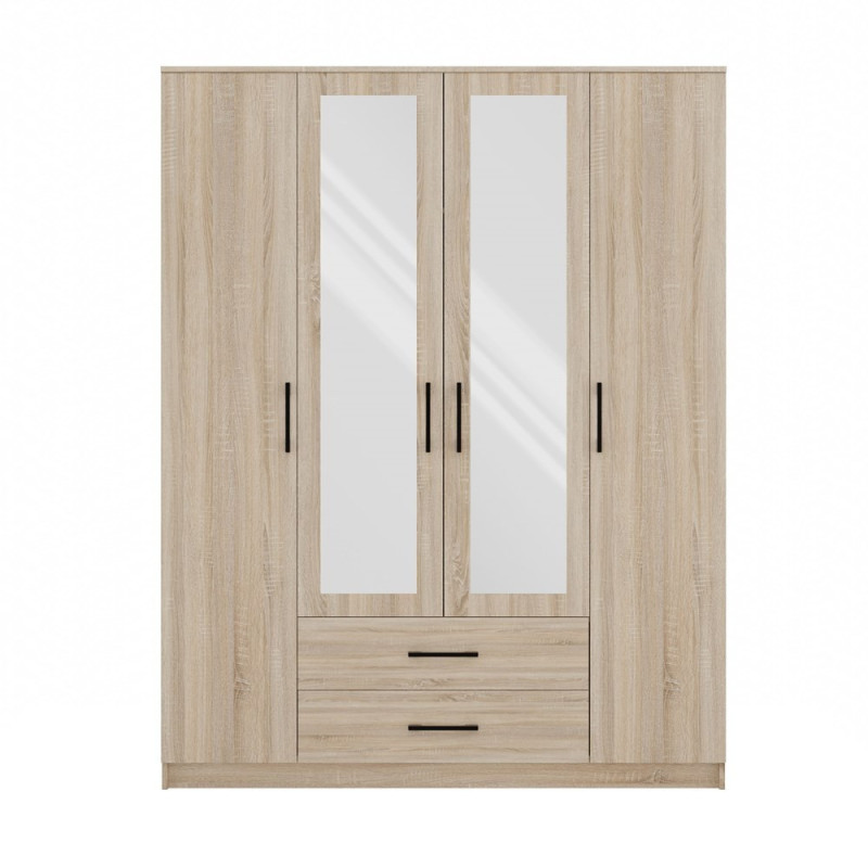 Szafa Ron-160 z Lustrem 160x205 cm Nowoczesna Meble - Kolor: Dąb Sonoma