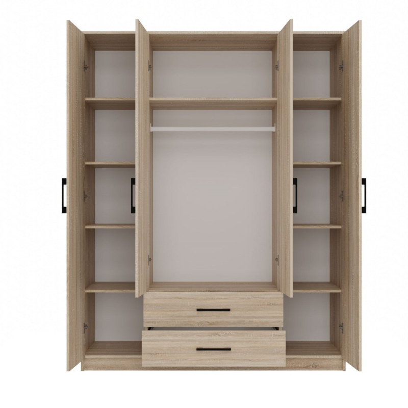 Szafa Ron-160 z Lustrem 160x205 cm Nowoczesna Meble - Kolor: Dąb Sonoma