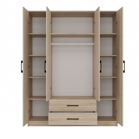 Szafa Ron-160 z Lustrem 160x205 cm Nowoczesna Meble - Kolor: Dąb Sonoma