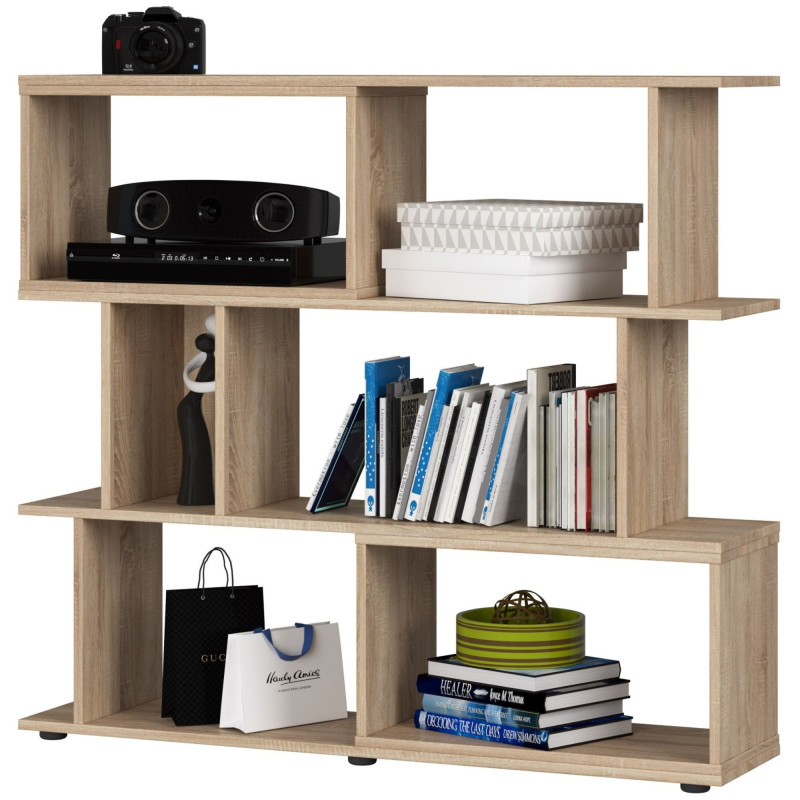 Regał z półkami mini NUBLE – 120x28,4x107,5 cm, 6 półek, obrzeże ABS - Rodzaj frontów: Mat - Kolor: Dąb Sonoma