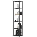 Regał industrialny metalowy JANGA – nowoczesny regał z 6 półkami, minimalistyczny - Szerokość: 40 cm - Rodzaj frontów: Mat - Kolor: Czarny