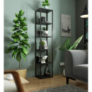 Regał industrialny metalowy JANGA – nowoczesny regał z 6 półkami, minimalistyczny - Szerokość: 40 cm - Rodzaj frontów: Mat - Kolor: Czarny