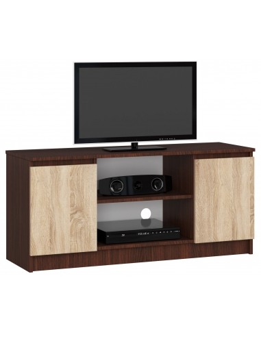 Szafka RTV K120 – komoda pod telewizor 120 cm, z półką na dekoder, 2 szafki z półkami 