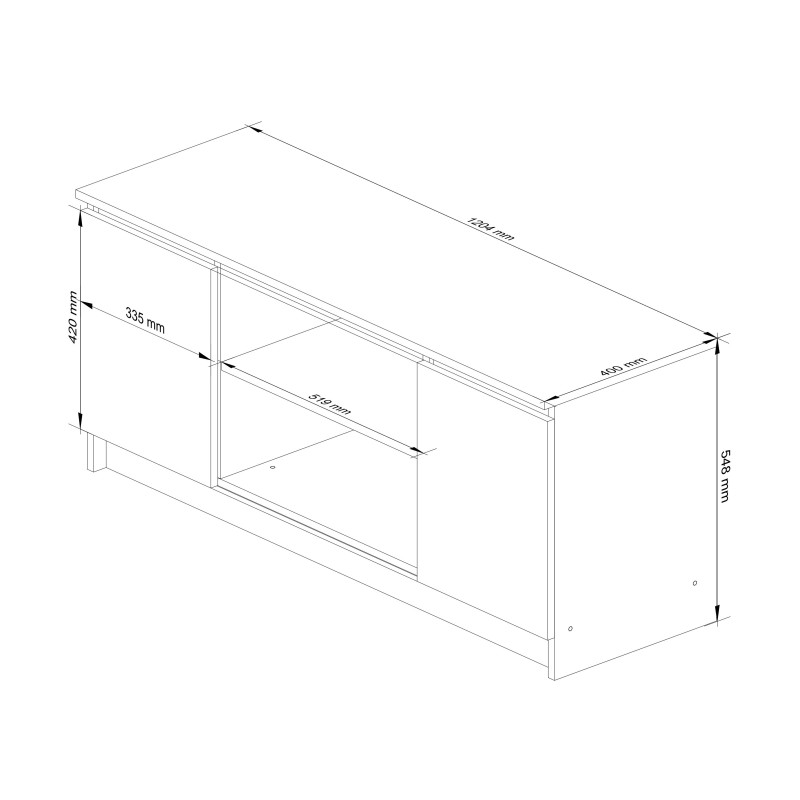 Szafka RTV BONAO K120 – komoda pod telewizor 120 cm, z półką na dekoder, 2 szafki z półkami - Rodzaj frontów: Mat - Kolor: Wenge - Sonoma