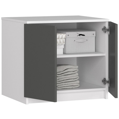 Nadstawka do szafy S60 BONAO 2D 2SZ – dwudrzwiowa, dwie półki, wys. 55 cm - Rodzaj frontów: Mat - Kolor: Biały - Grafit 2