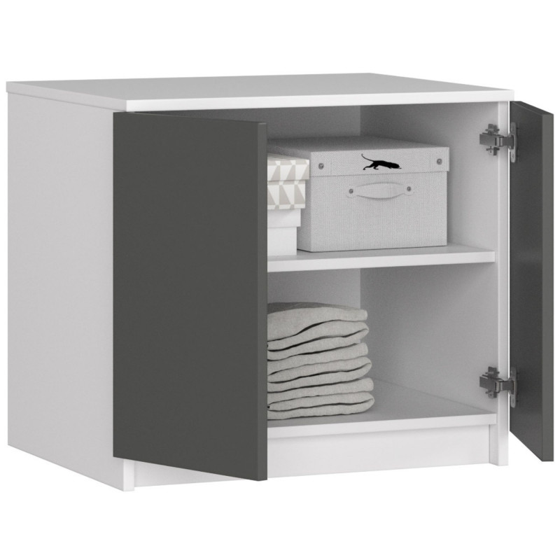 Nadstawka do szafy S60 BONAO 2D 2SZ – dwudrzwiowa, dwie półki, wys. 55 cm - Rodzaj frontów: Mat - Kolor: Biały - Grafit