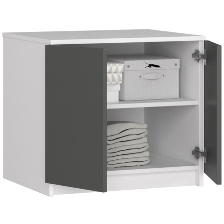 Nadstawka do szafy S60 BONAO 2D 2SZ – dwudrzwiowa, dwie półki, wys. 55 cm - Rodzaj frontów: Mat - Kolor: Biały - Grafit