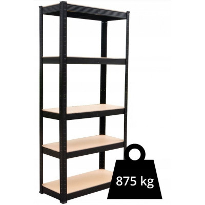 Regał Magazynowy MAG9030 Czarny 5 Półek 180x90x30 cm 2