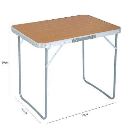 Składany stolik turystyczny NOSARA 70x50 cm – lekki, z aluminium, outdoor, piknik - Kolor: 1-Brązowy