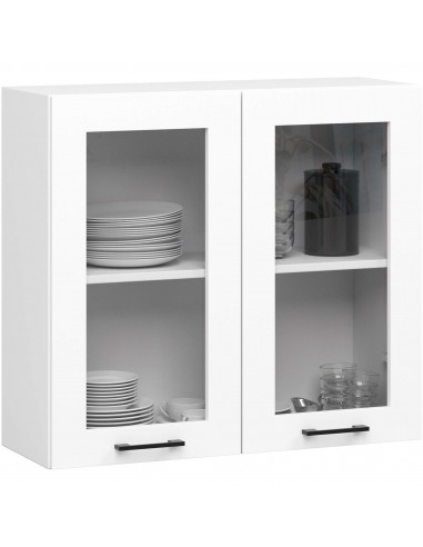 Szafka kuchenna wisząca W80 D2 H720 – Witryna z 2 półkami 