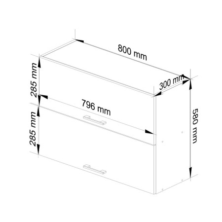 Wisząca szafka kuchenna ARO W80 G2 H580 – szafka do kuchni z drzwiczkami do góry - Rodzaj frontów: Mat - Kolor: Biały - Grafit
