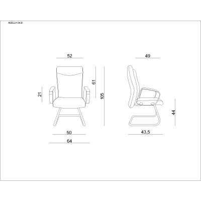 Fotel biurowy ADELLA SKID ekoskóra aluminium 2