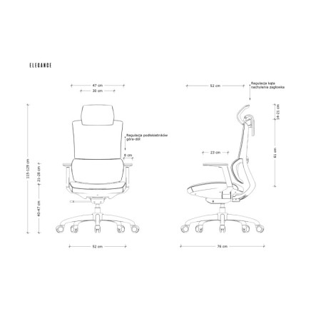 Fotel ergonomiczny ELEGANCE — regulowane podłokietniki, mechanizm SYNCHRON