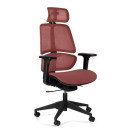 Fotel ergonomiczny ERGO z mechanizmem SYNCHRON i podłokietnikami 4D - Rodzaj Obicia: Siatka - Kolor Obicia: Czerwony
