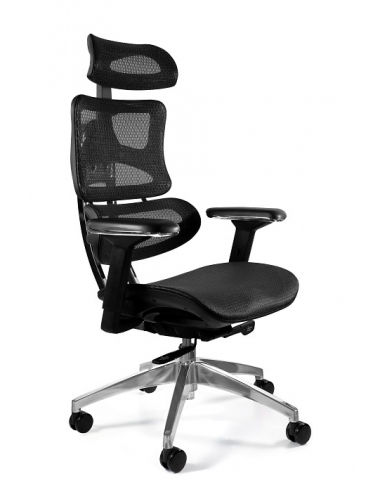 Fotel ergonomiczny ERGOTECH — mechanizm SYNCHRON, podłokietniki 3D, wysuw siedziska, 130 kg