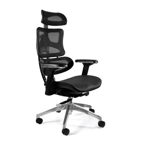 Fotel ergonomiczny ERGOTECH — mechanizm SYNCHRON, podłokietniki 3D, wysuw siedziska, 130 kg