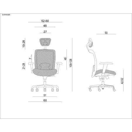 Fotel obrotowy EXPANDER — tkanina membranowa, mechanizm SYNCHRON, podłokietniki regulowane, 130 kg - Rodzaj Obicia: Tkanina Trudnopalna Atestowana - Kolor Obicia: PS 2 Czerwony