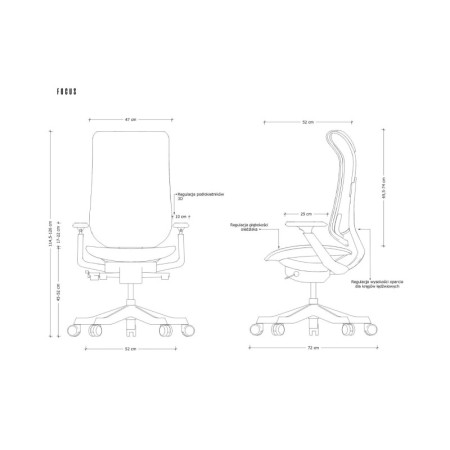 Fotel ergonomiczny FOCUS II z mechanizmem SYNCHRON - Rodzaj Obicia: Tkanina - Kolor Obicia: Szary ST - Kolor Stelaża: Szary